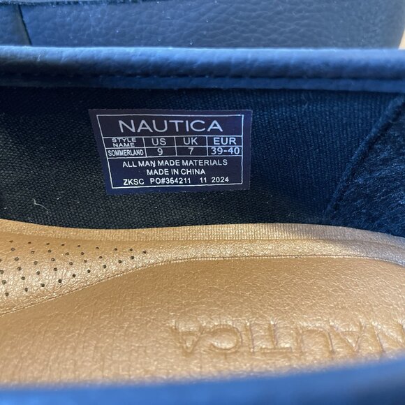 NIB, Nautica Women's size 9 Black Sommerland Casual Slip-on Loafers Chain Detail - Picture 5 of 11